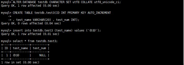 Mysql新建表，插入中文时报错“Incorrect string value: '\xE4\xBD\xA0\xE5\xA5\xBD' for column”问题